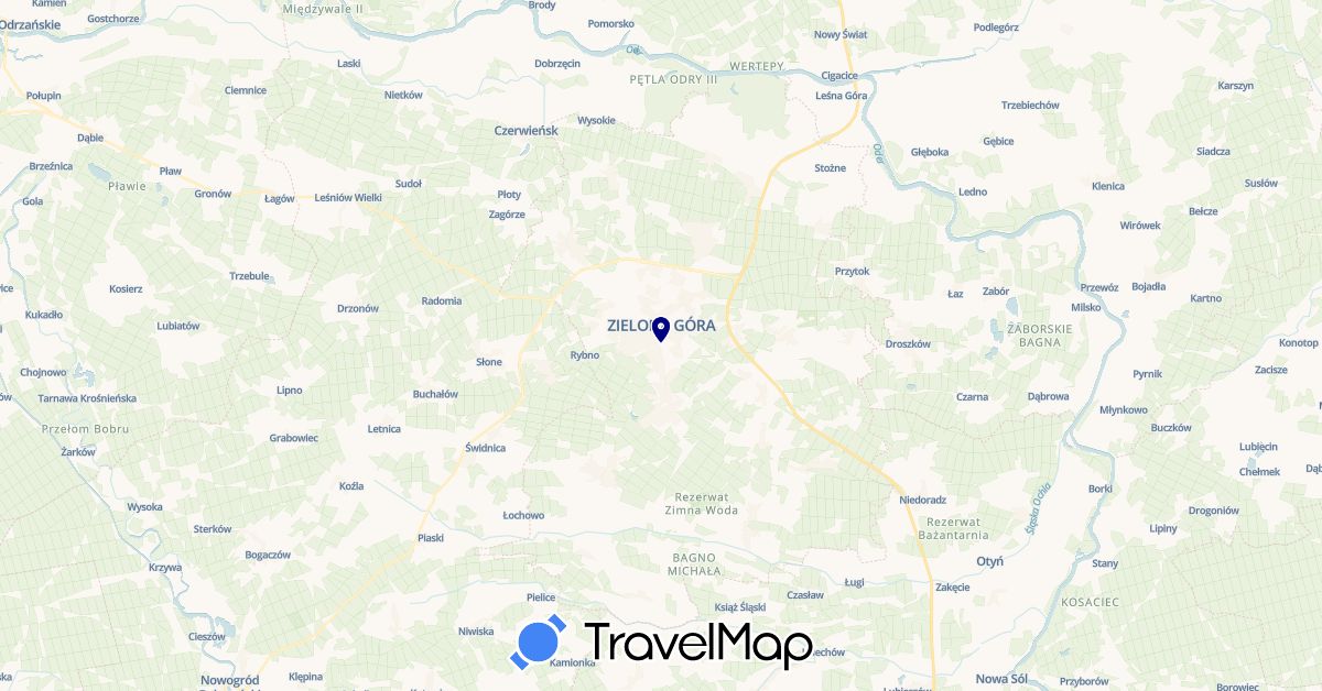TravelMap itinerary: driving in Poland (Europe)